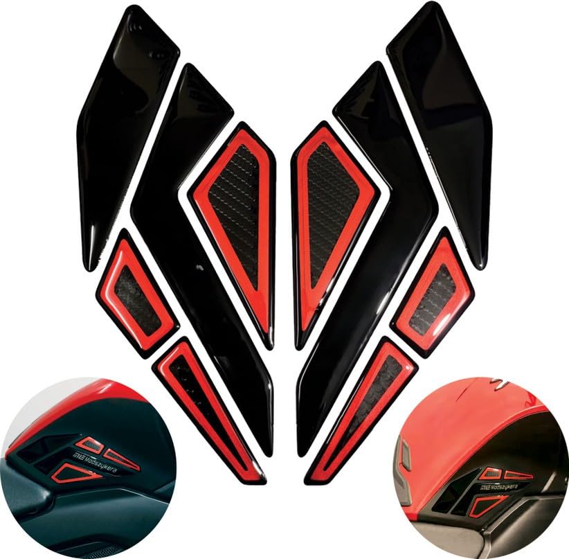 Image of Dominar Side Tankpad for Dominar 250, 400, Black and Red