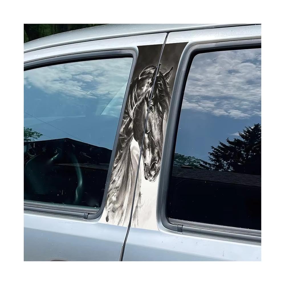 Auto Accessory Car Pillar Decals Waterproof Stickers Horse Glossy Protective Polyethylene Film