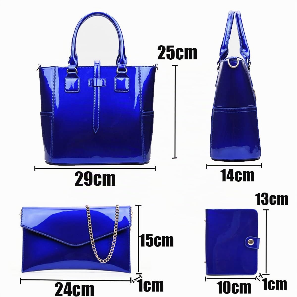 Donna Borse a tracolla Borse a mano pelle verniciata borsa madre Moda casual piccole Borse a spalla 3 pz Nero