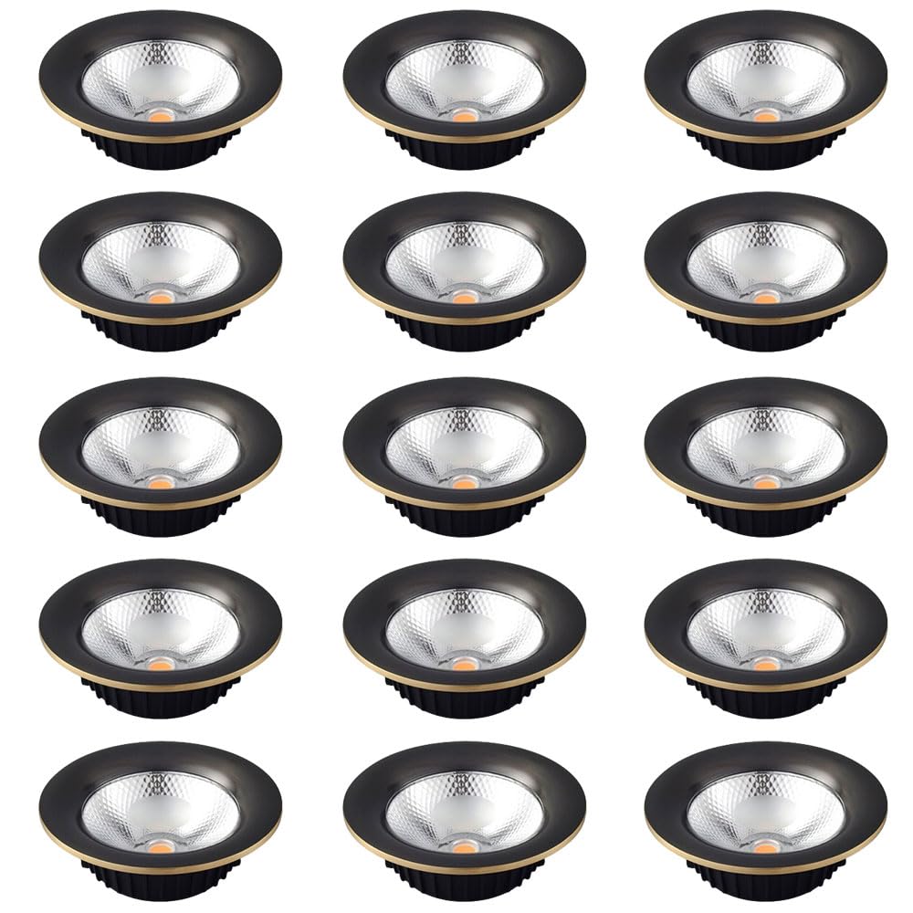 Iluminación LED empotrable de latón negro con temperatura seleccionable pack de 15