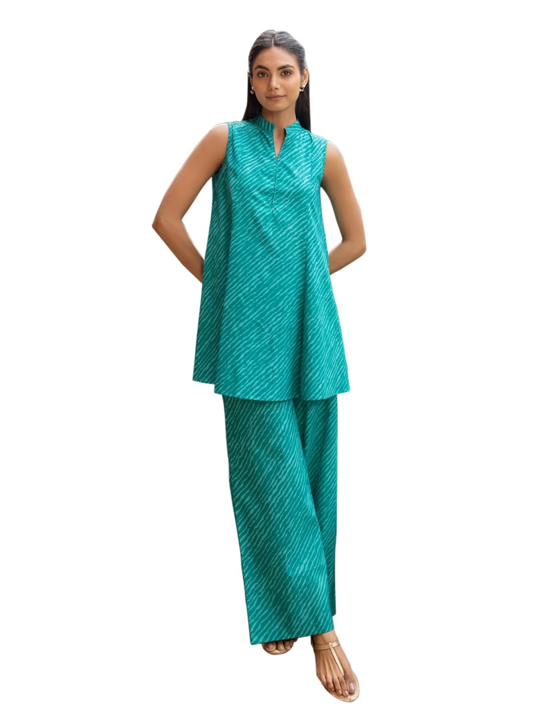 fiorra Women's Teal Green Cotton Printed Co-ord Set-picture-37