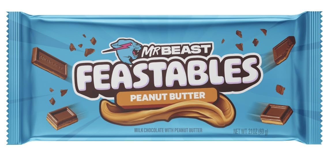 Mr.Beast Feastables Milk Chocolate With Peanut Butter Creamy Smoothness Delicious Texture Bar 2.1oz 60gm