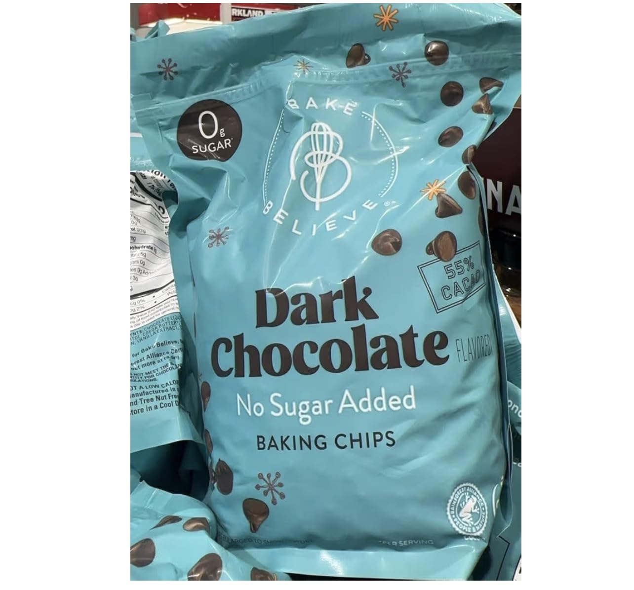 Believe Dark Chocolate Baking Chips, No Sugar Added, 2 Pounds, Allergen Free