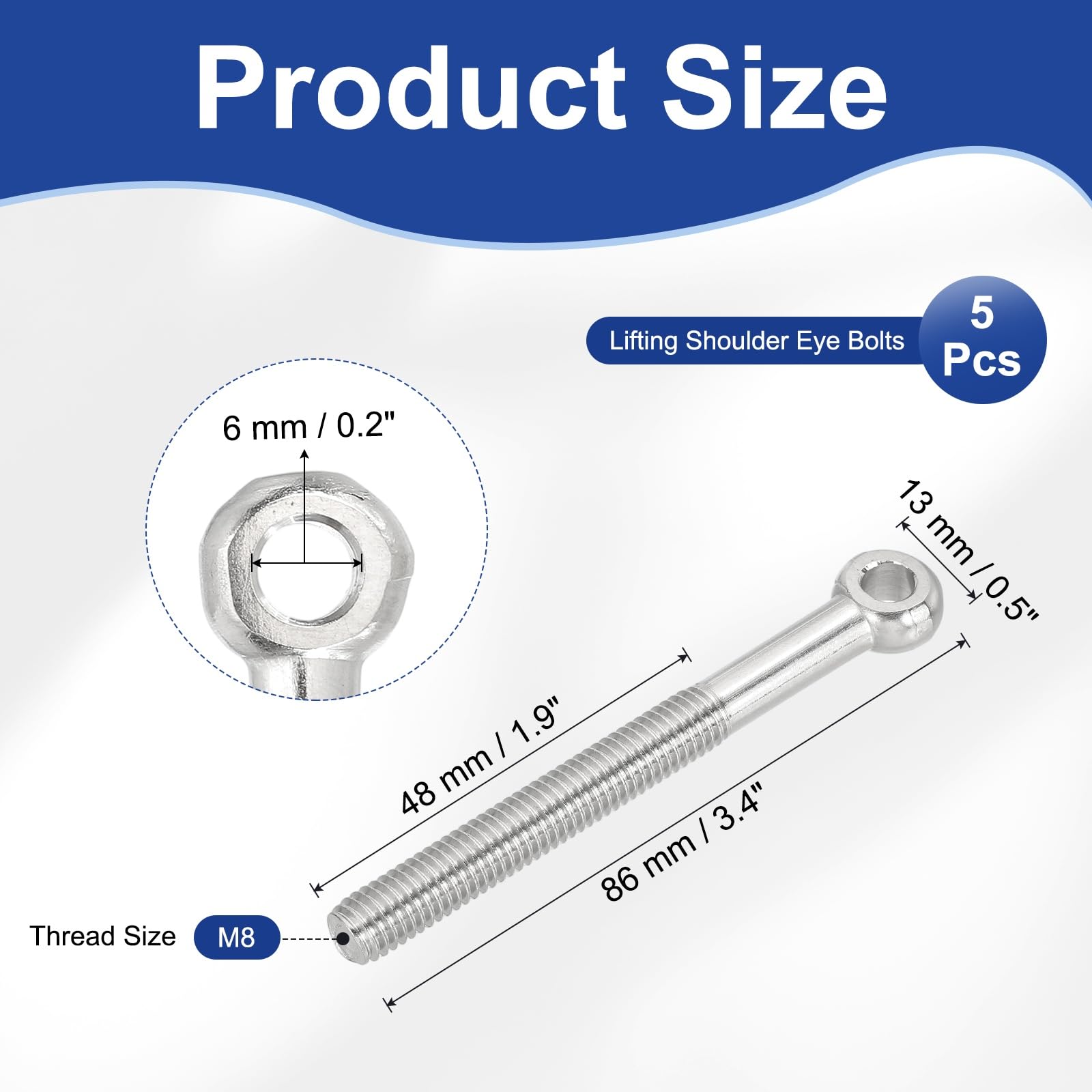 PATIKIL M8x86mm Lifting Shoulder Eye Bolts - Image 2
