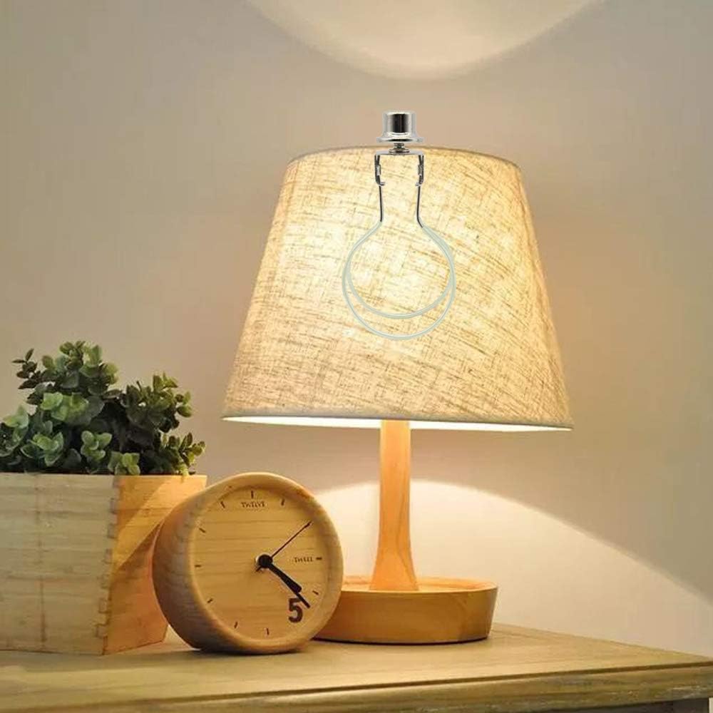 Lamp Shade Holder,Lamp Shade Light Bulb Clip Adapter,Clip On Lampshade Adapter Includes Finial and Lampshade Levellers,Spring Clip for Light Bulb (Nickel)
