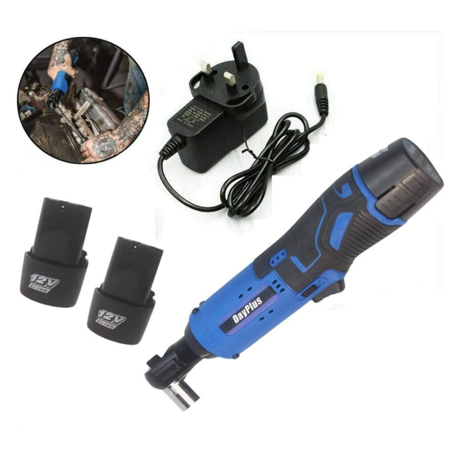 Buy 12V Impact Cordless Ratchet Wrench with 2 x 1500mA Lithium Battery