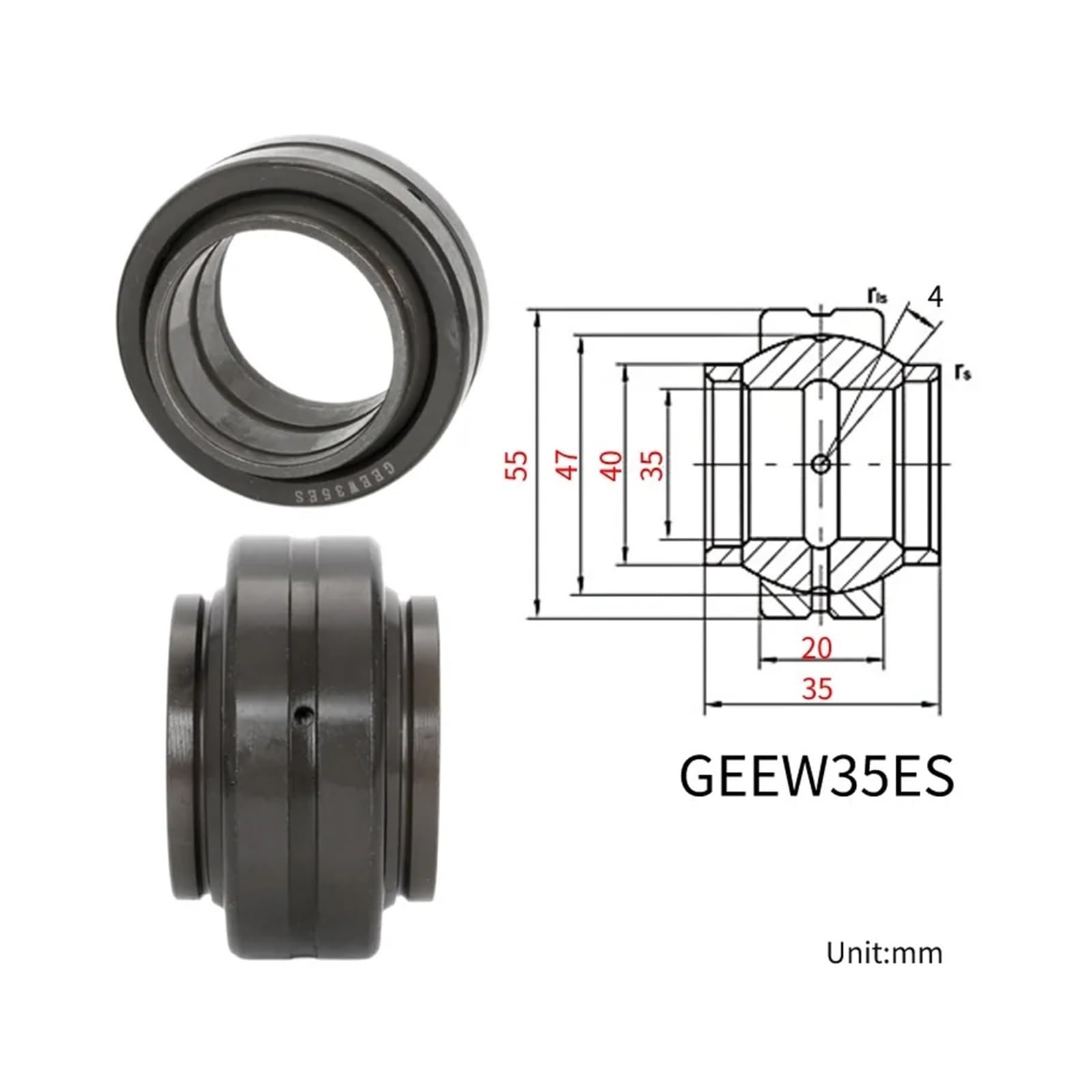 Roulement à rotule Radial GE12LO GEEW12ES 12 x 22 x 12 mm 16, 20, 25, 30, 35, 40, 50, 60 ES GE169LO 16 x 28 x 16 GE25LO 25 x 30 x 42 mm
