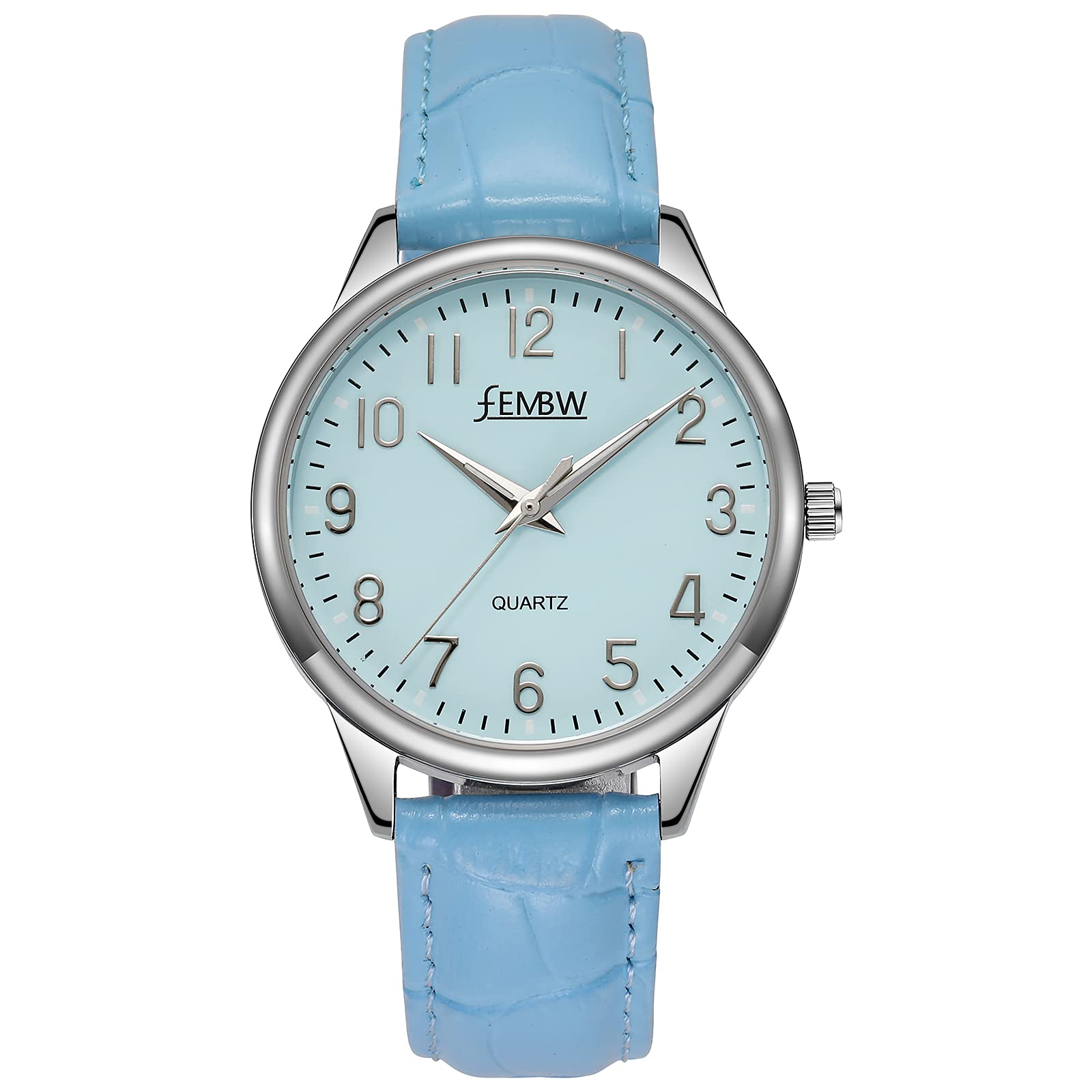 FEMBW Orologio da polso da donna con cinturino in vera pelle Movimento al quarzo giapponese, numeri romani arabi, resistente all'acqua 50M