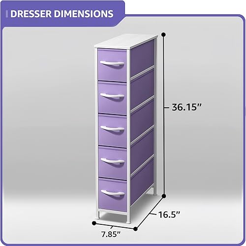 Miniatura 59 de Sorbus Torre estrecha con 4 cajones – Almacenamiento vertical para dormitorio, baño, lavandería, armarios y más, marco de acero, parte superior de