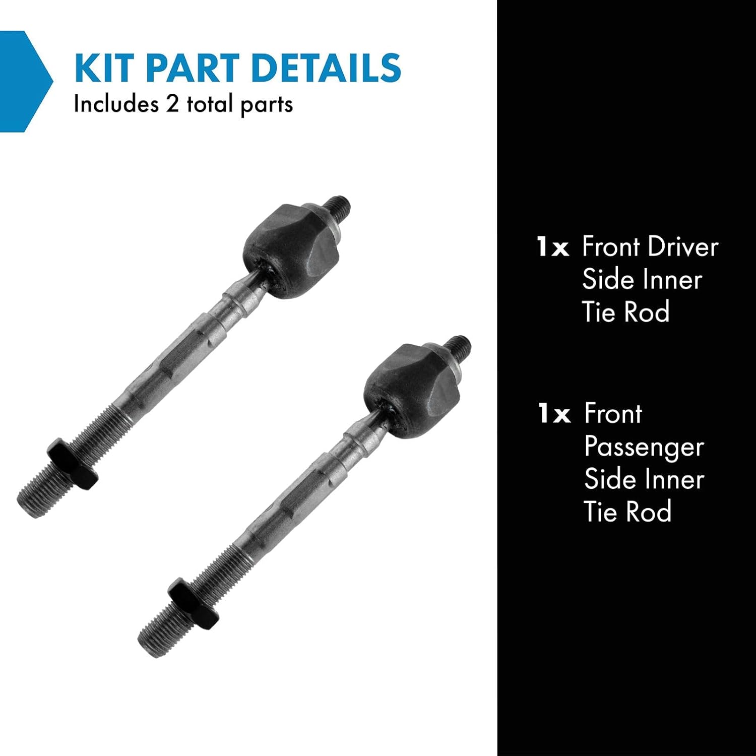 TRQ Front Inner Tie Rod Set 2 Piece Compatible with 1998-2001 Acura Integra