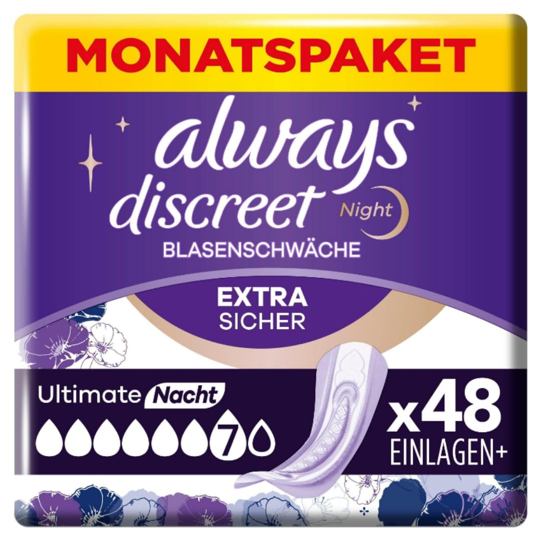 Discreet Ultimate Nacht Inkontinenzeinlagen für Frauen Monatspaket 48 STÜCK