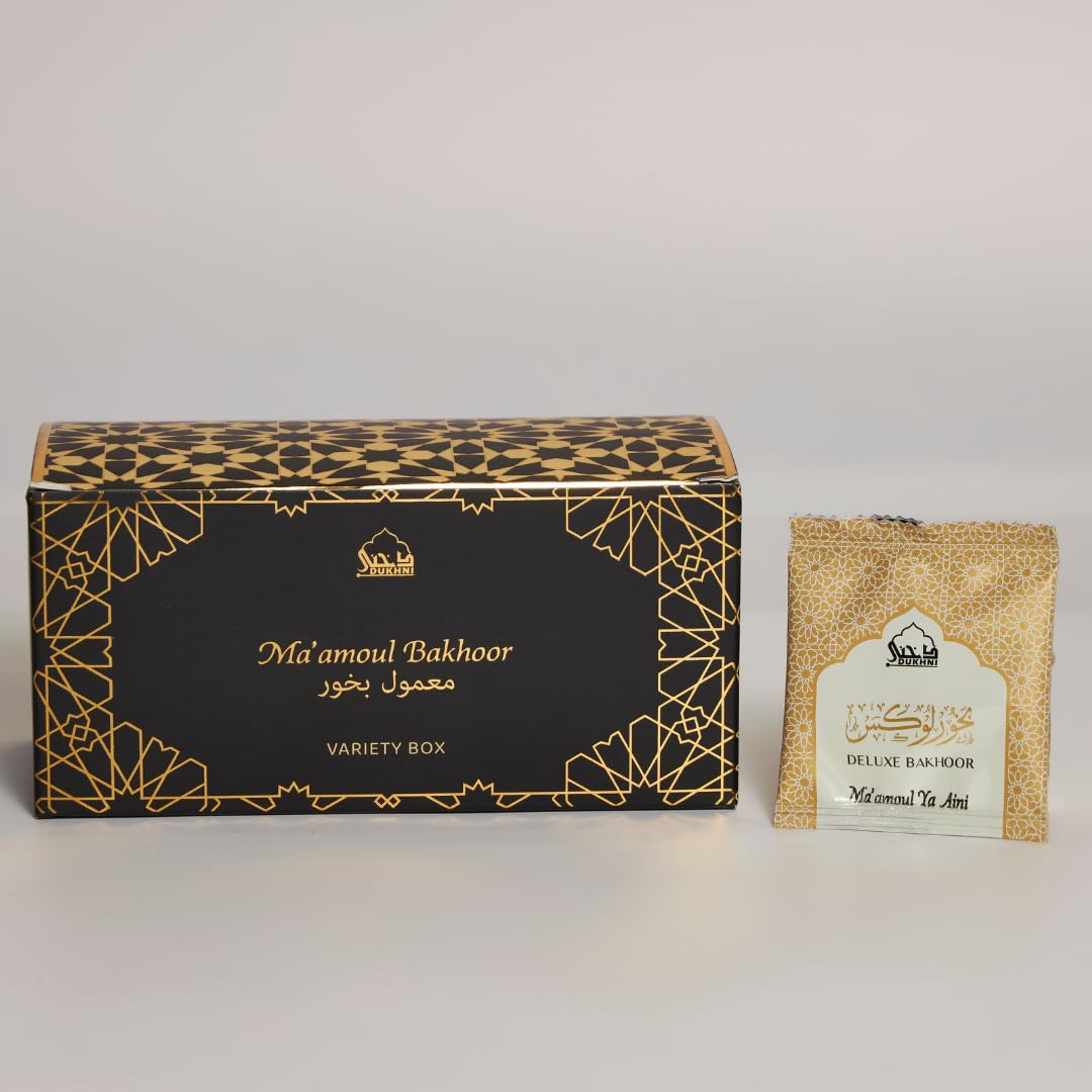 – Maamoul Bakhoor Variety Box by Dukhni | Discovery Kit, Gift Set, Ramadan Hamper & Eid Gift | Authentic Assorted Arabic Oud Bakhoor Incense | 20 pcs Bakhoor, 4 long-lasting scents