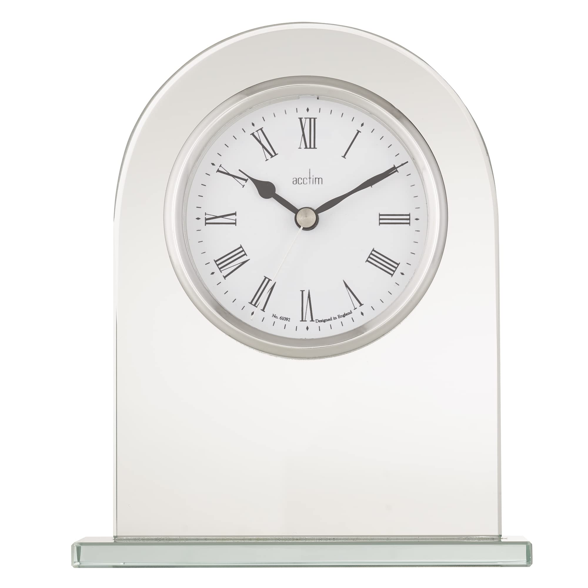 Acctim Silver Ascott Mantel Clock Quartz Glass Energy Efficient Movement Chrome