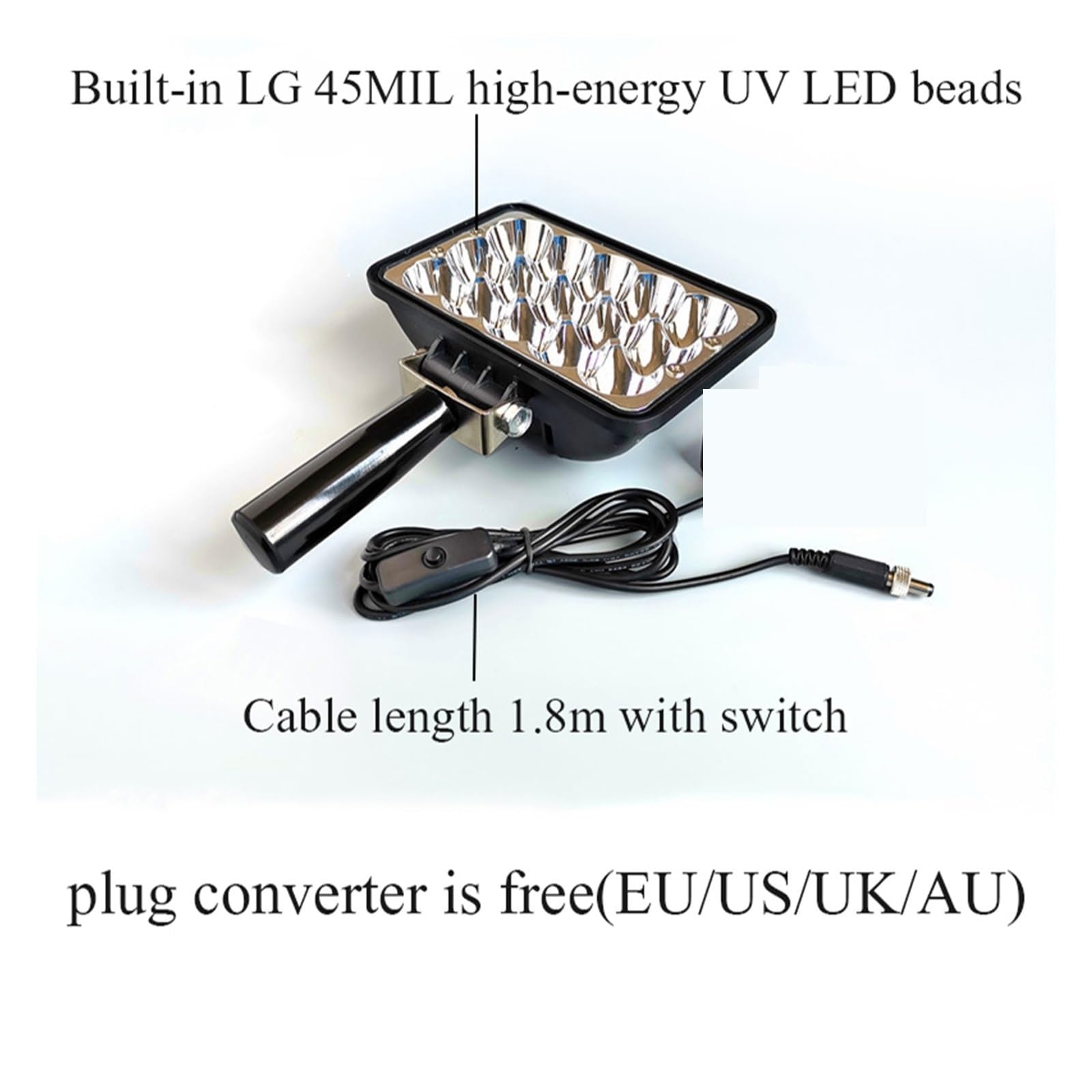 Lampada per polimerizzazione della vernice Lampada di polimerizzazione UV Luce LED ultravioletta 405nm 365nm 395nm Colla UV Resina di olio verde Resina epossidica Stampa 3D Saldatura Rilevamento di cr