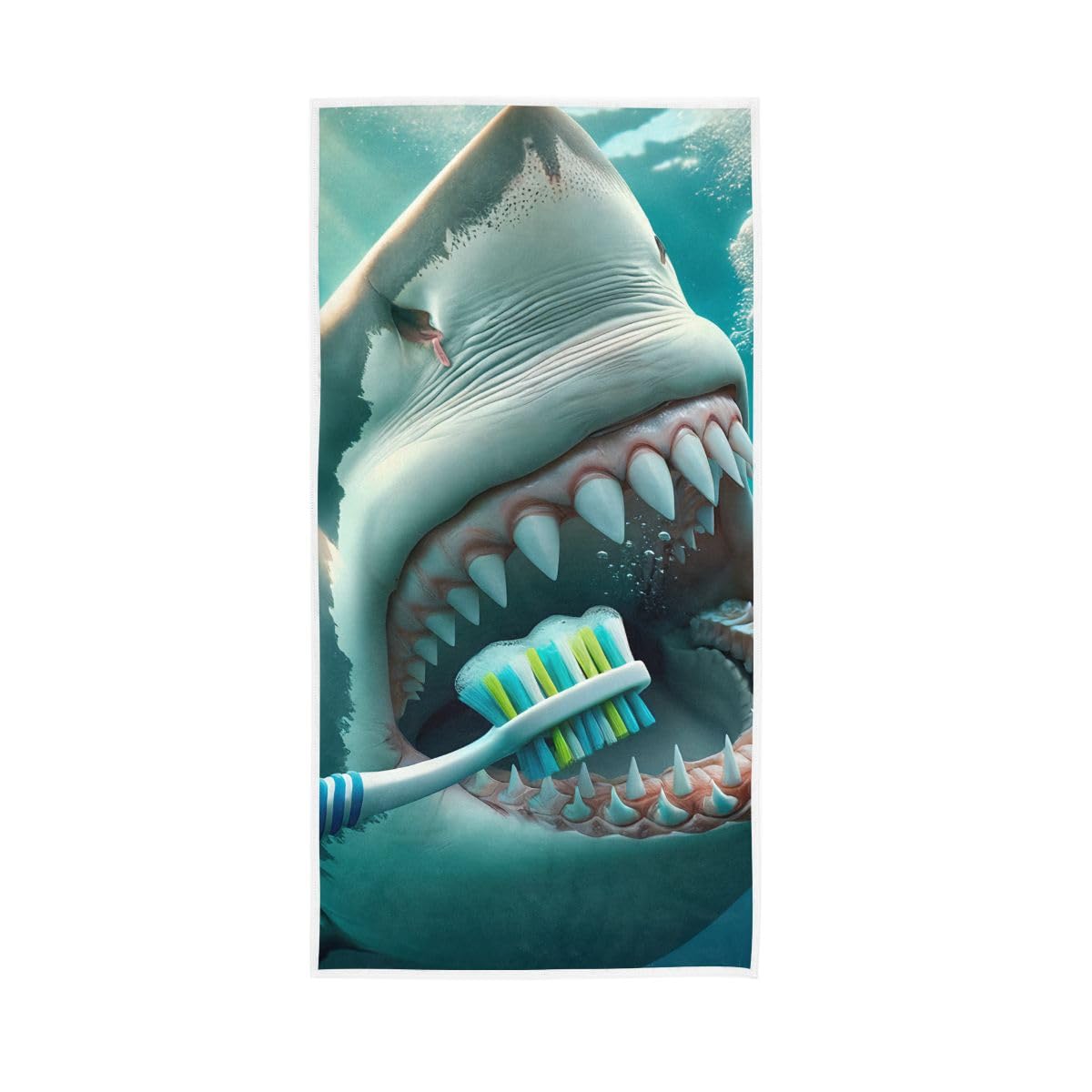 LSRCPD Shark Brushing Teeth Hand Towels Bathroom, Hand Towel for Bathroom, Shower, Hotel, Spa 15 x 30 Inches