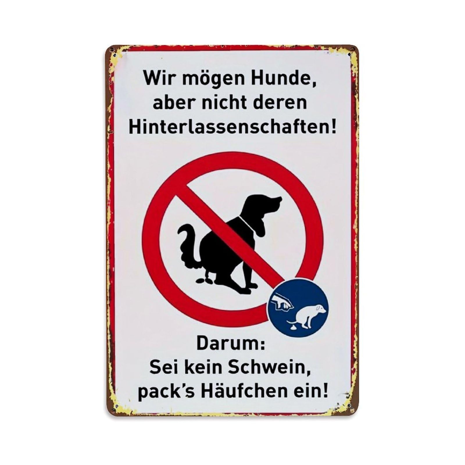 Jdfenggu Vintage Dog Poop Sign Warning Humor Retro Metal Tin Sign, Decor Art Poster For Bar, Home, Man Cave, Kitchen, Laundry Room Gift 8X12inch