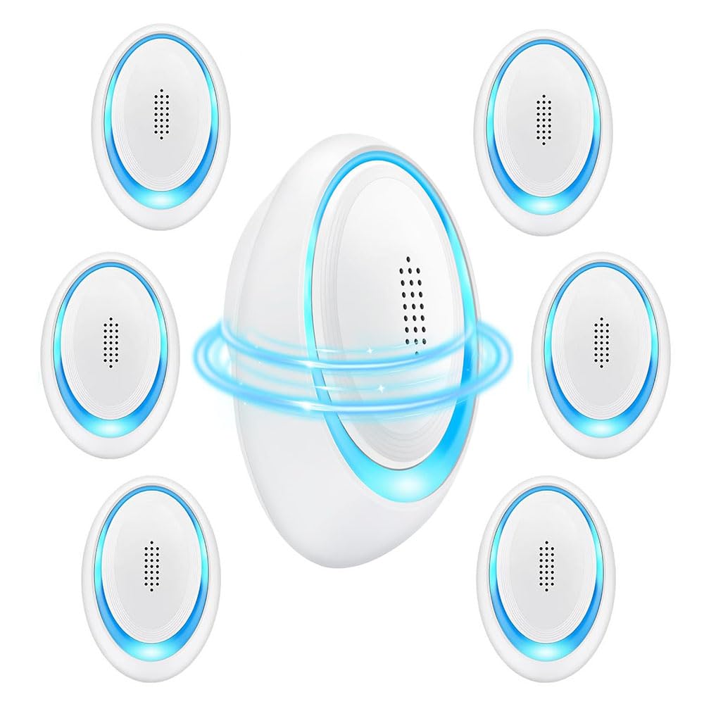 Ultrasonic Pest Repellenr Plug-in 6 Pack - Mouse, spider repellent & Insect Repeller with UK Plug | mosquito repellent plug in for Homes, Kitchens, Bedrooms | Humane Rodent & Insect Control
