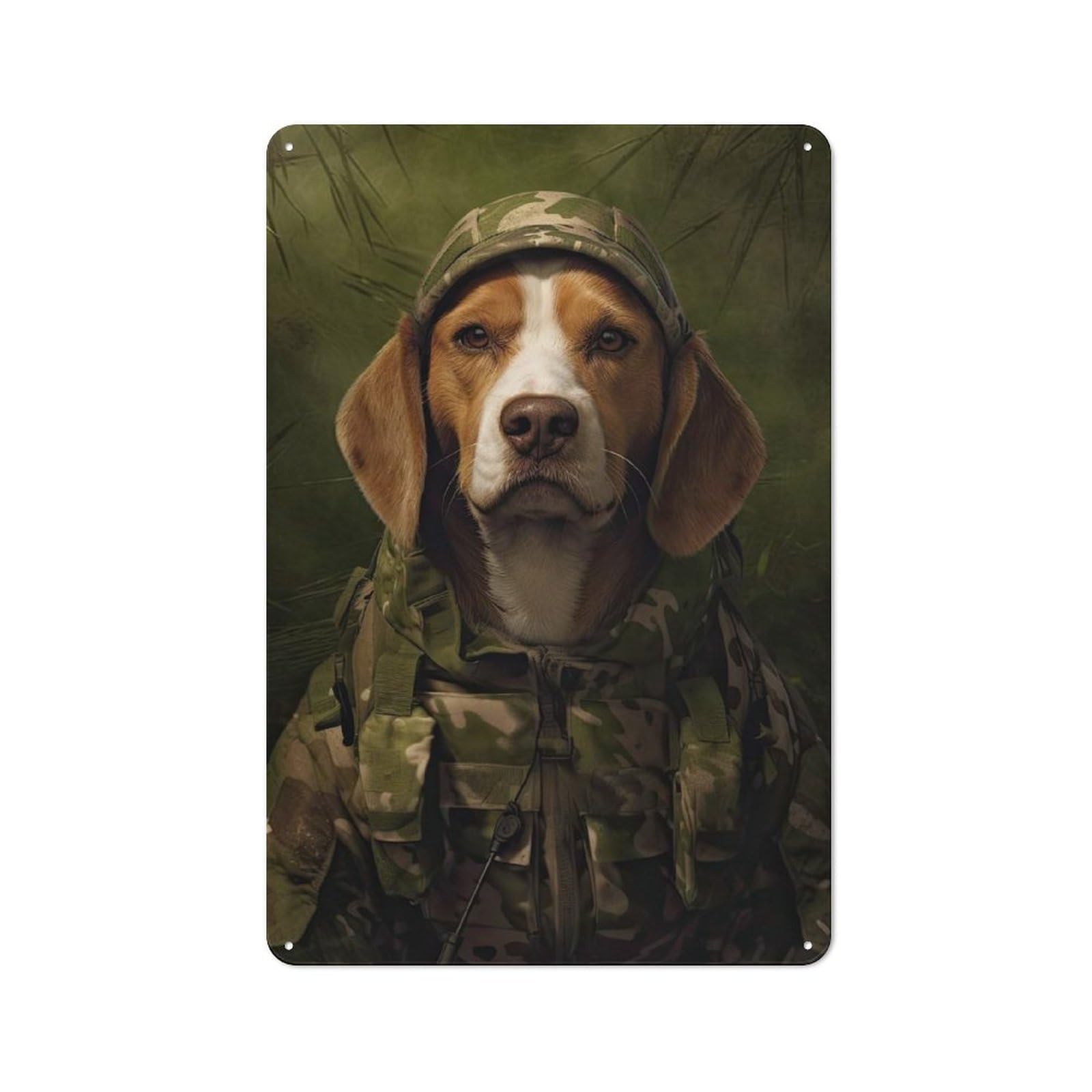 Junmoney Style-17 Beagle Camo Jacket Tin Sign 30X20cm For Living Room Wall, Rustic Wall Decor, For Living Room Decor Lovers
