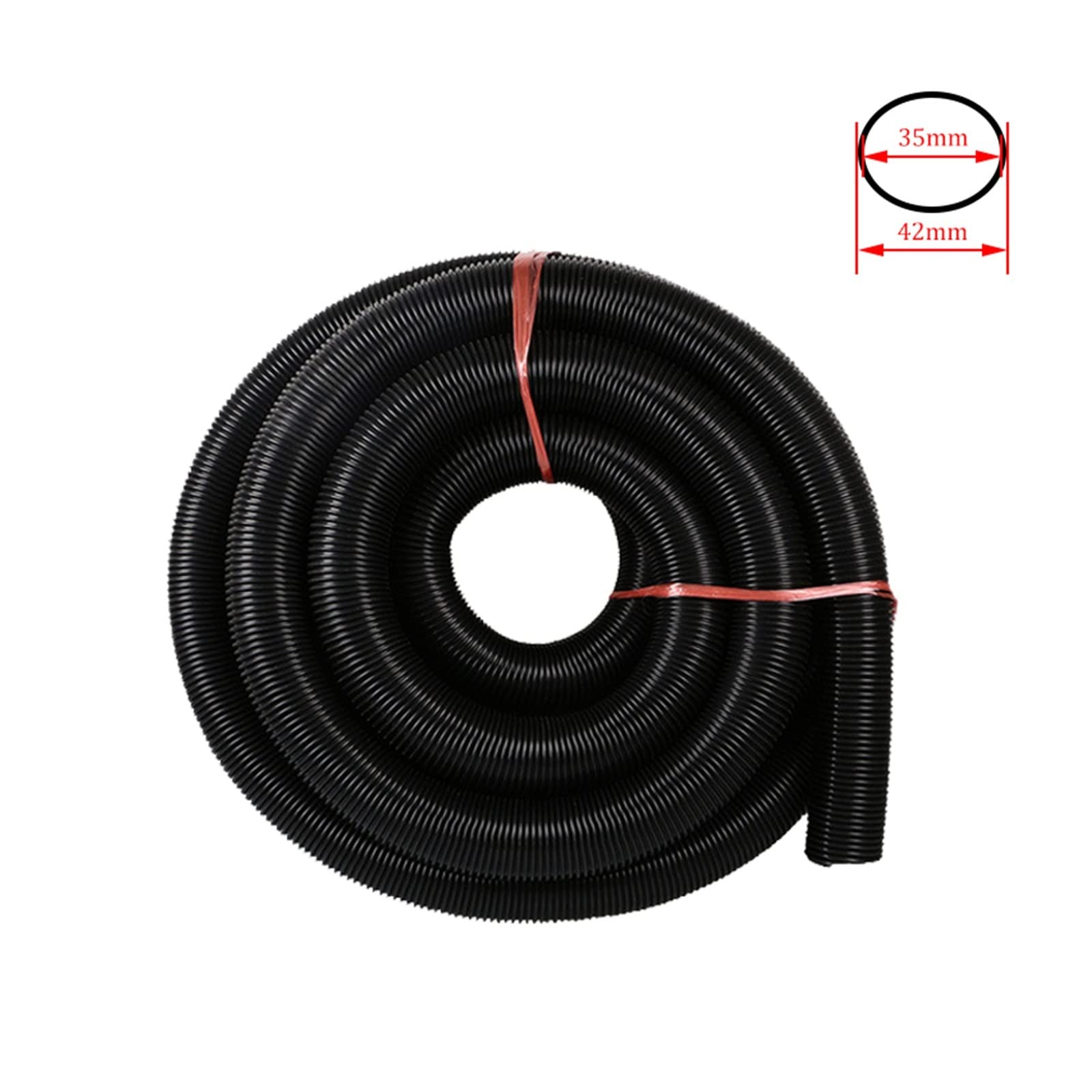 Manguera de rosca for aspiradora, pajitas de fuelle interior de 35mm/exterior de 42mm, tubo suave Flexible duradero, tubo de aspiradora de repuesto negro(Black-10m (35mm))