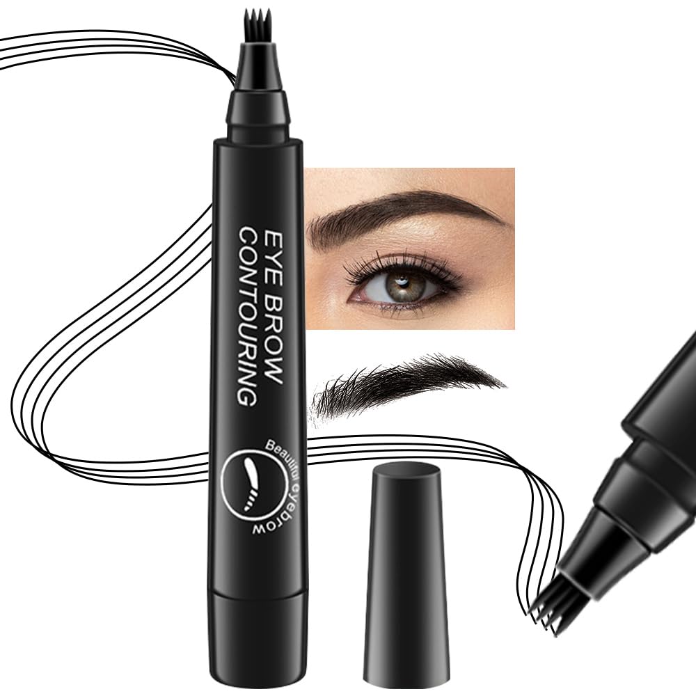 BINGBRUSHEyebrow Pencil Micro 4 Point Ink Pen by Brow Stylist - Eye Makeup Lift & Snatch Eyebrow Pen Kits Long-Lasting Waterproof Natural Eyebrow Hair (1Pc 05# Black)