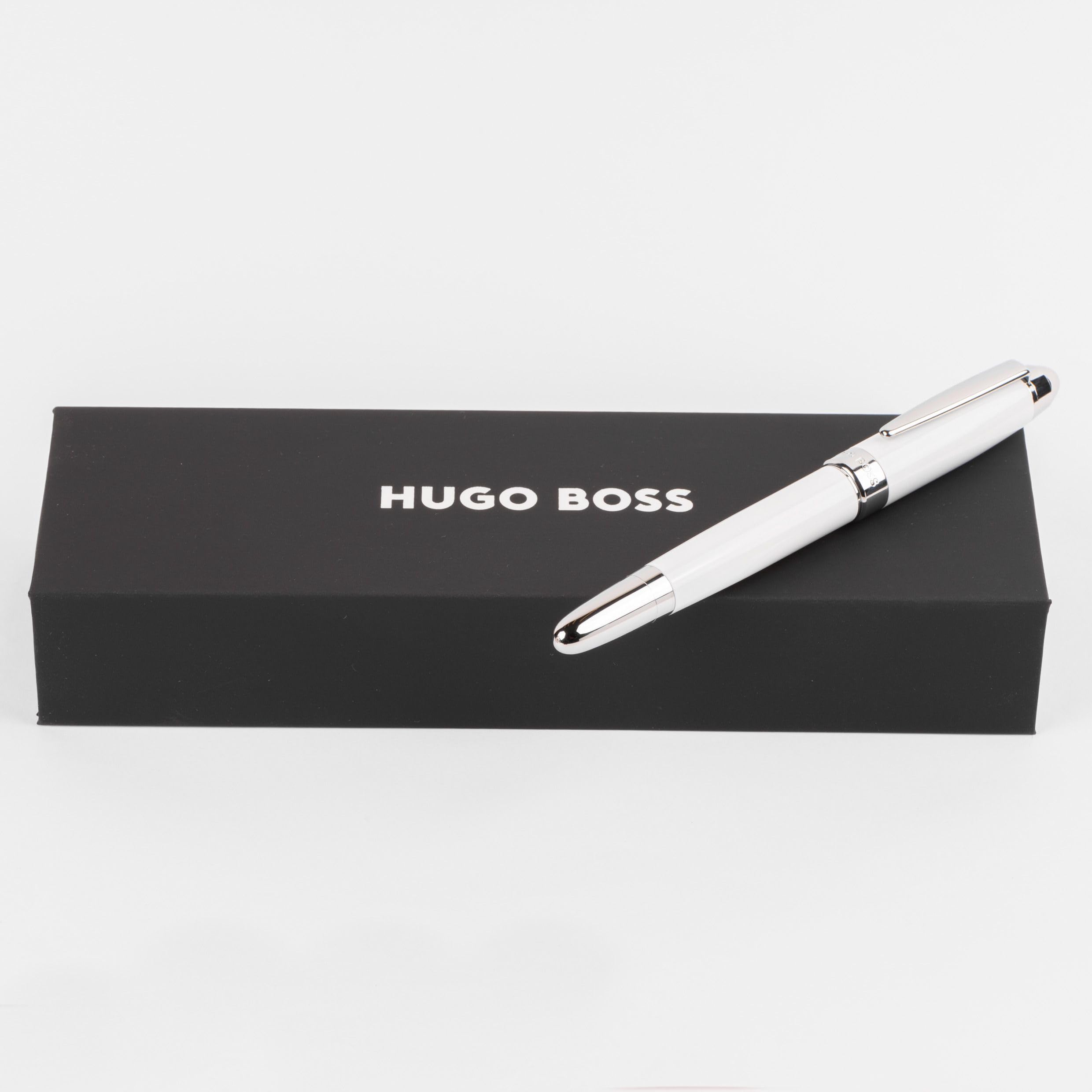 Stylo Roller Hugo Boss Icône - Encre Noire - Coffret Cadeau Bleu/Or Rose - Élégance Intemporelle