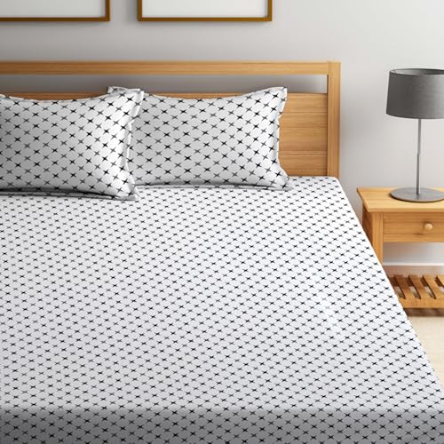 Image of Ninja Star King Flat Bed Sheet Set - 100% Cotton Bed Sheet with 2 Pillow Covers, Bedsheet /Bedsheets /Bed Sheet