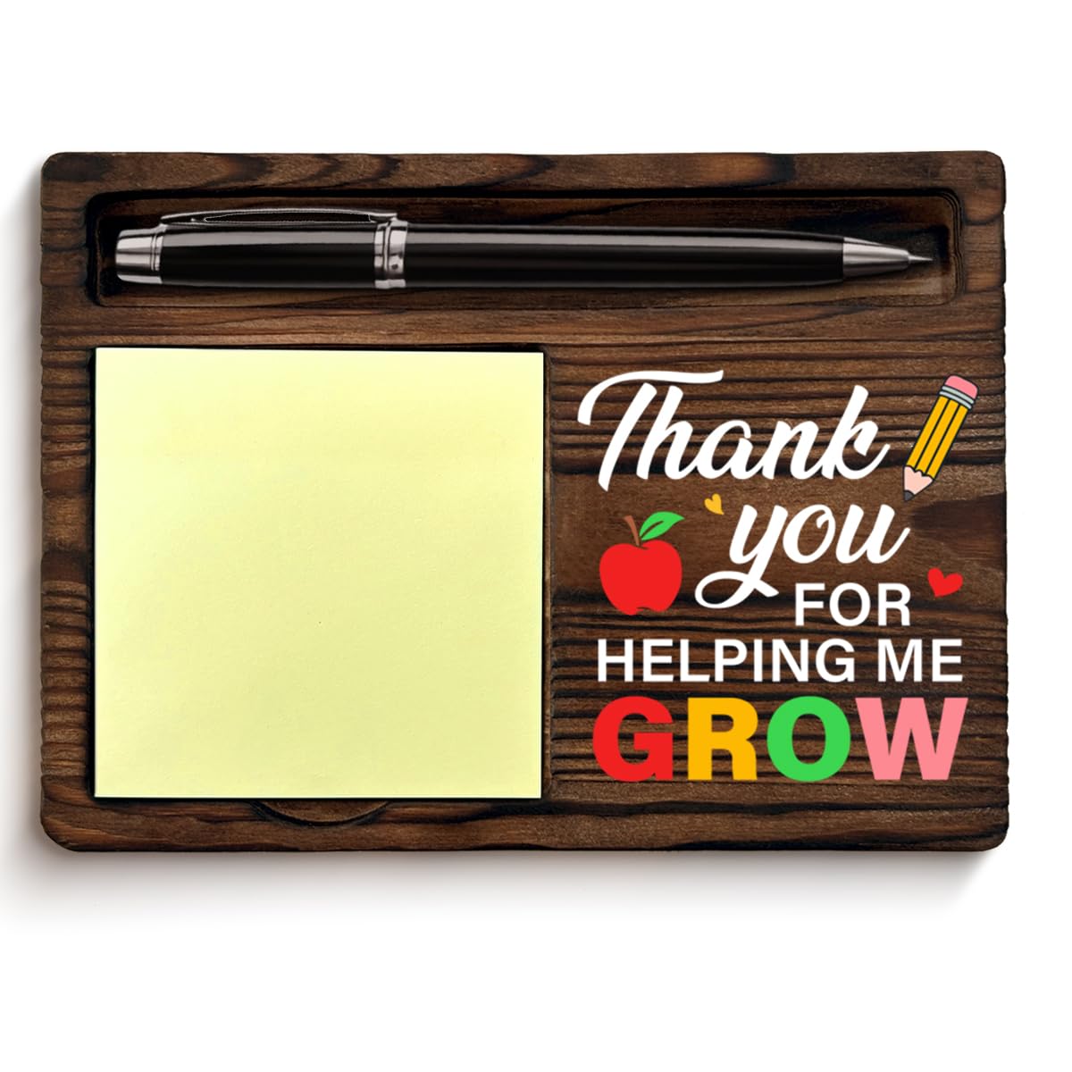 Teacher Appreciation Gifts for Women Men, Teachers Day Gift for Teacher Thank You for Helping Me Grow Sticky Note Holder for School Office Desk Decor