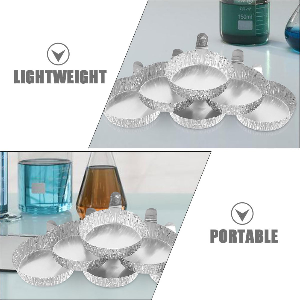 de Pesaje de Aluminio con Asas Prácticos y Fáciles de Llevar para Laboratorio 200 Platos Capacidad 42ml para Uso en Experimentos Científicos