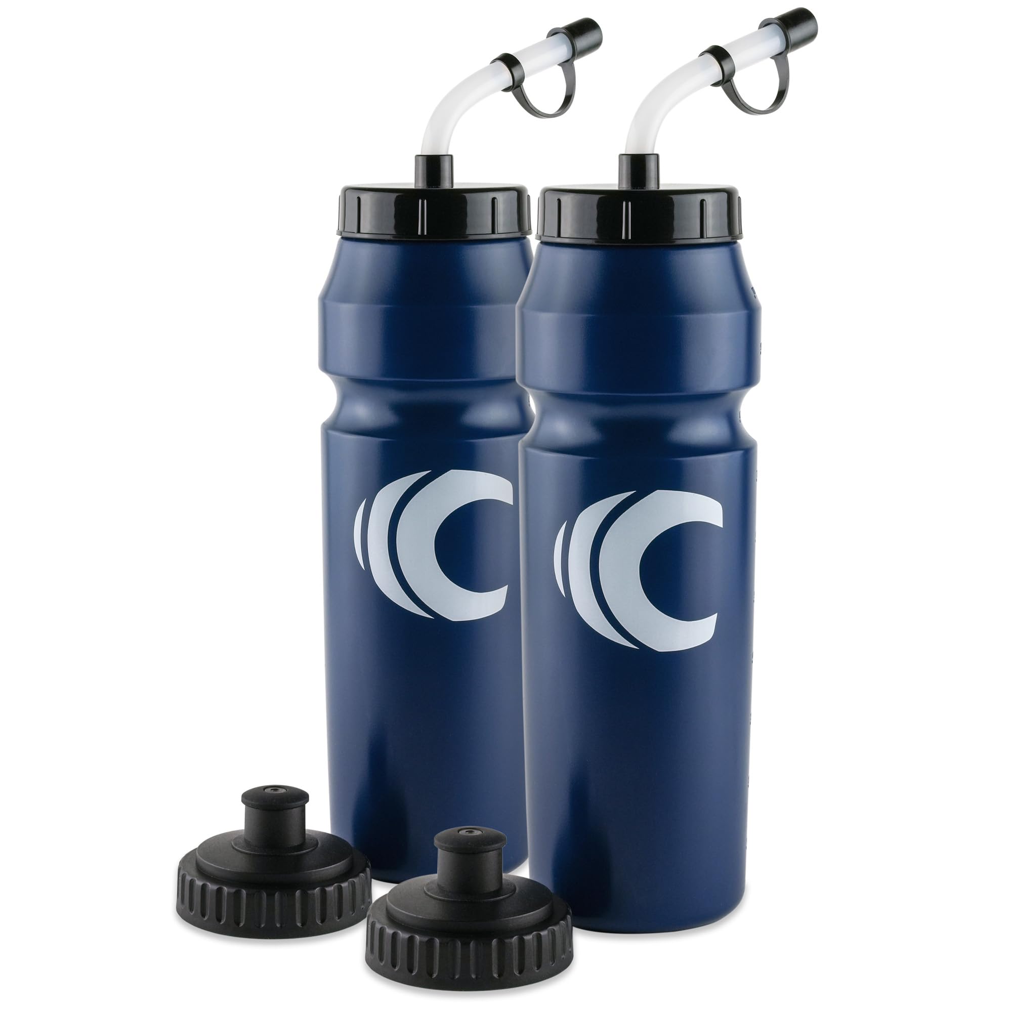 Cannon Sports 1 Liter Sports Water Bottle, BPA-Free, 34 Oz Capacity, Large Mouth, 2 lids (Straw and Squeeze), Great For Helmet Sports Such As Hockey, Lacrosse, Football, Boxing (Navy)