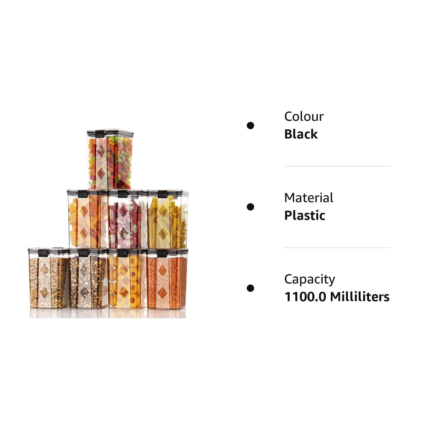 Gopi Lot de 4 récipients hermétiques pour rangement de cuisine, organisateur de cuisine et accessoires de cuisine (1100 ml) (plastique)