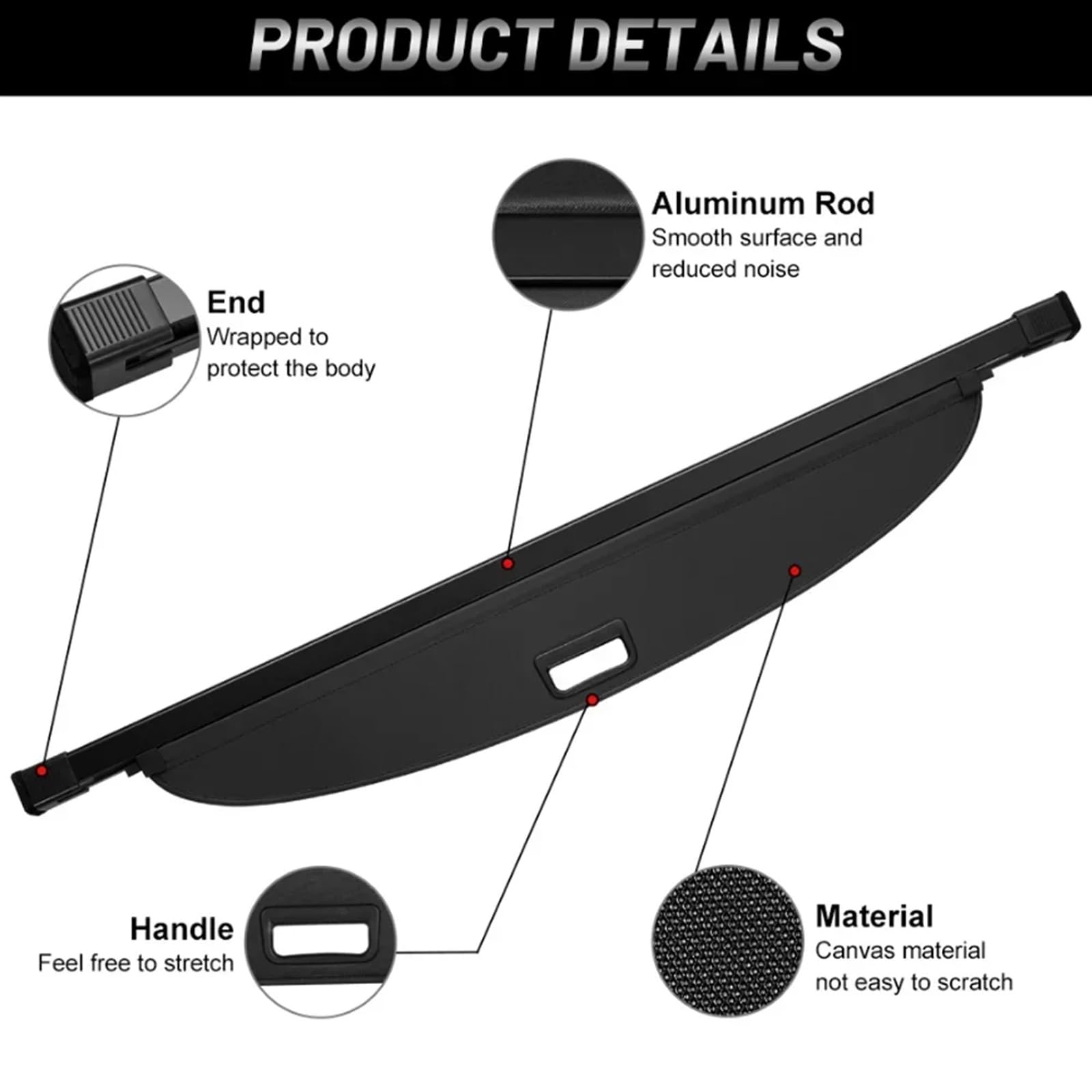 JAFILO Cubierta de Carga for Maletero de Coche, for Porsche, for CAYENNE, S GTS V6 2011~2018, Bandeja de Cortina de Equipaje de Almacenamiento, Accesorios de Sombra de protección de Seguridad Partició