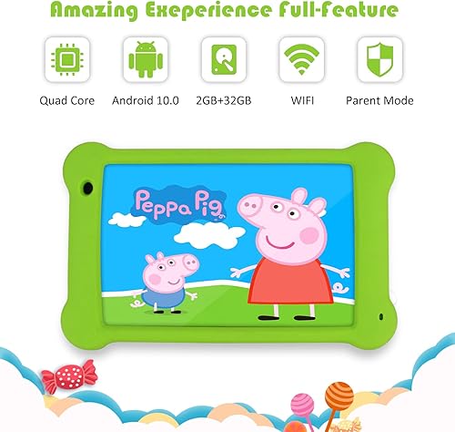 Miniatura 3 de Tableta para niños, pantalla HD IPS de 7 pulgadas, funda a prueba de golpes con soporte de asa, control parental, cámaras duales, Android 11, 2 GB