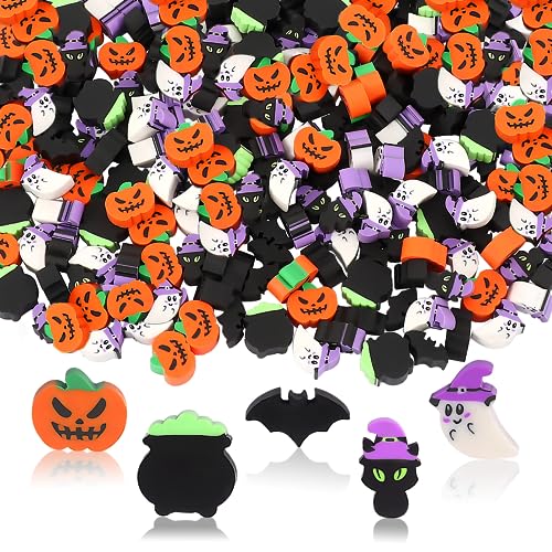 JUNEBRUSHS 150 Pcs Halloween Mini Erasers Cute Small Erasers Bulk