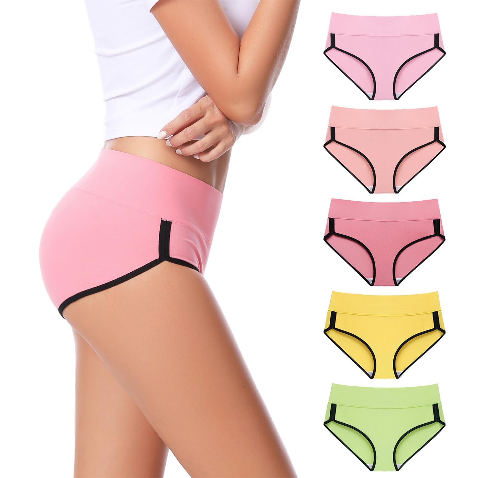 Photo 1 of CAILECOTTON Women's Cotton High Waisted Panties - 5 Pack SIZE XL