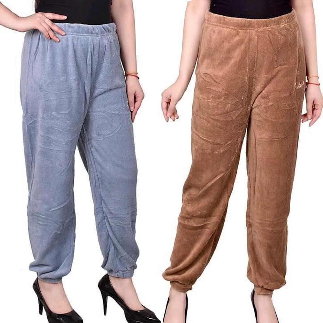 ukal Women's Winter Woolen Soft & Warm Fleece LowerTrack Pant Pyjama-picture-45