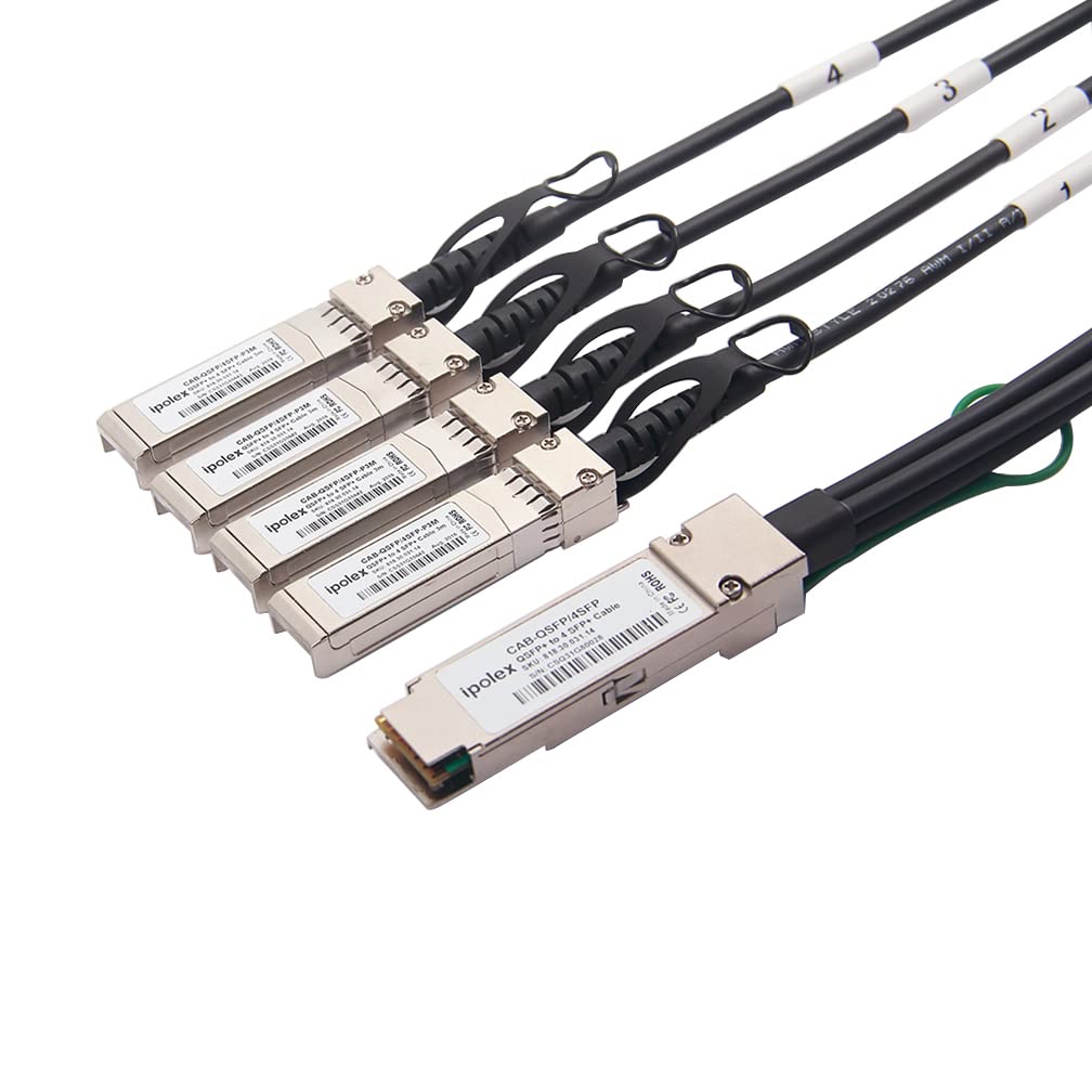 40G QSFP+ to 4x10G SFP+ Breakout DAC Twinax Cable for Cisco QSFP-4SFP10G-CU2M, 2-Meter(6.5ft), 40GBASE-CR4 Direct Attach Copper(DAC) Passive Copper Cable, for Cisco, Ubiquiti and More