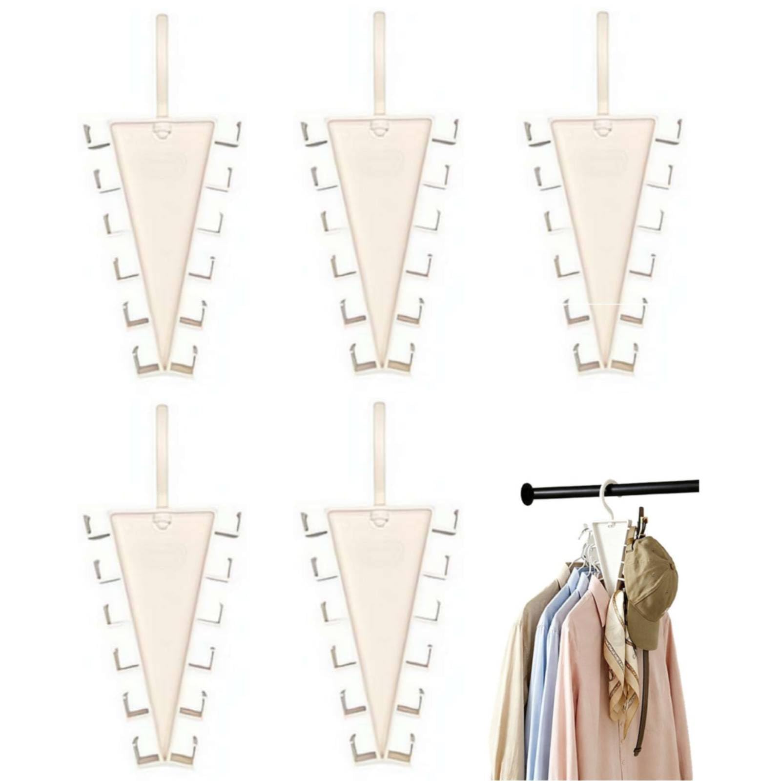 Multi-Functional V-Shaped Double Sided Hanger Storage Rack Organizer, 5 Pcs 12-Hook V Shaped Double-Sided Closet OrganizerHanger, 360° Rotatable Space Saving Closet Organizer for Clothes Hats Scarves