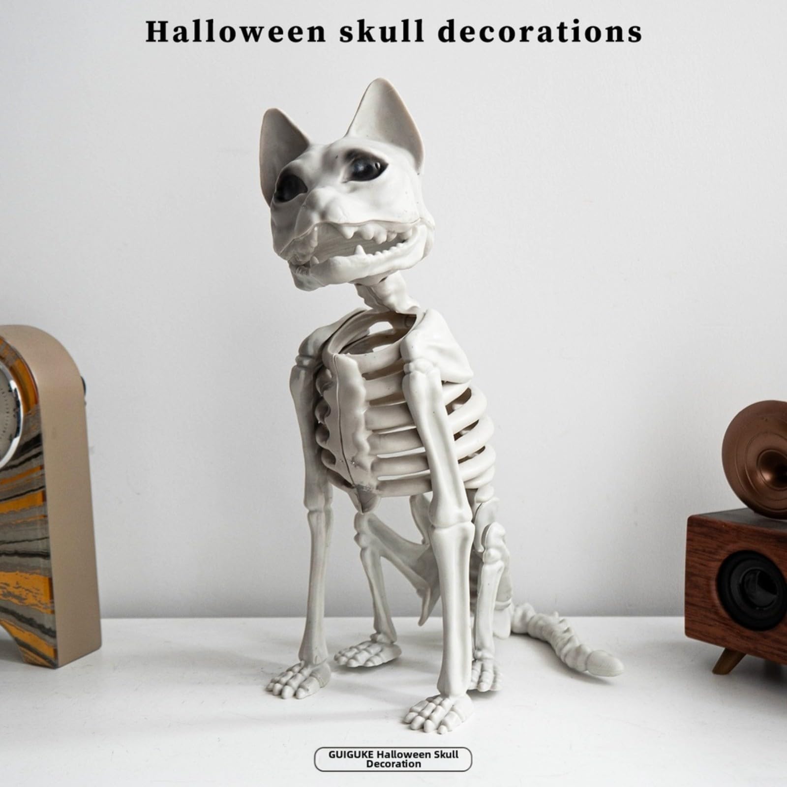 Decoración de gato esqueleto de Halloween de plástico