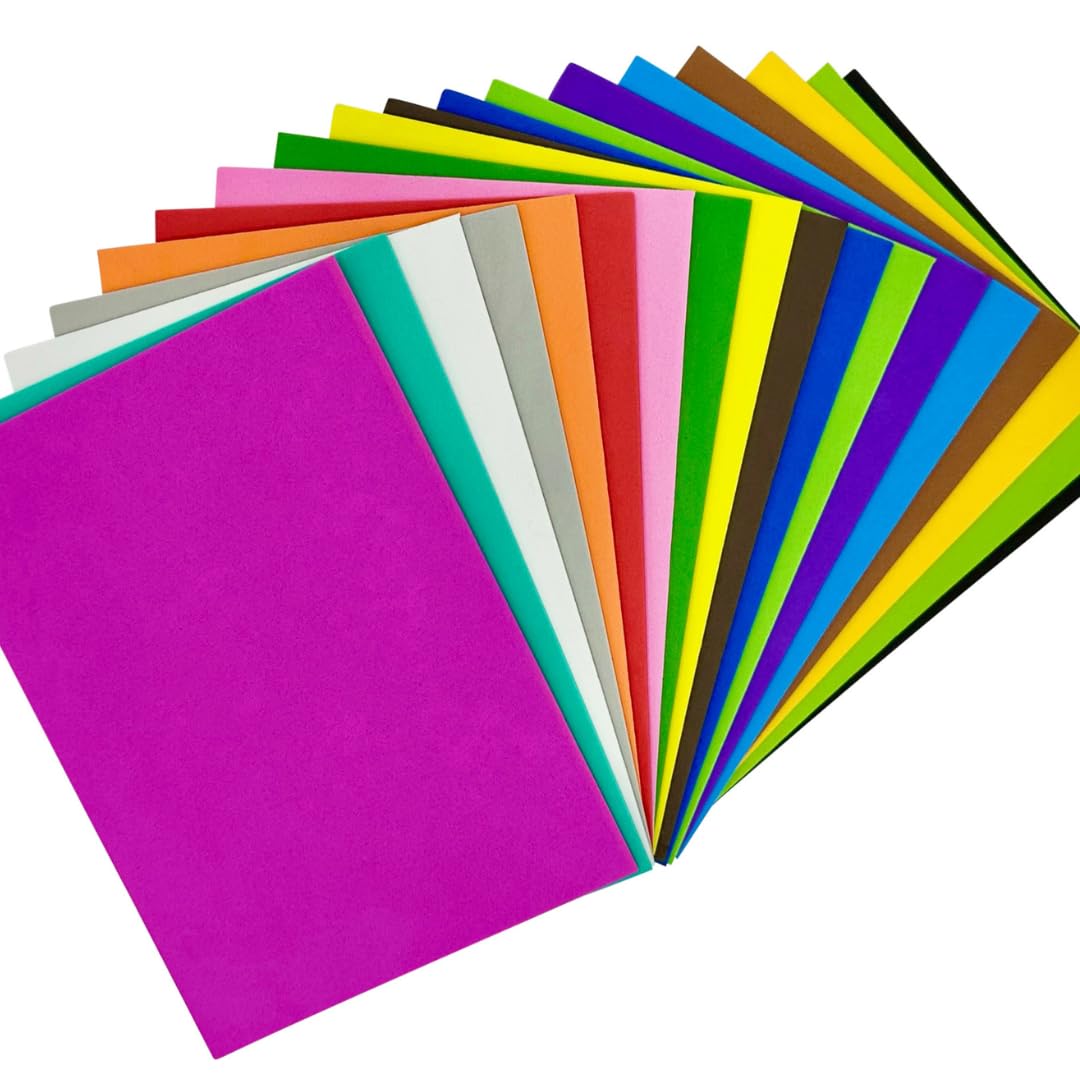 Springboard A5 Craft Foam Sheets (40 Pack), Assorted Bright Coloured EVA Foam Paper for Kids Scissors Skills, EYFS Art & DIY Collage