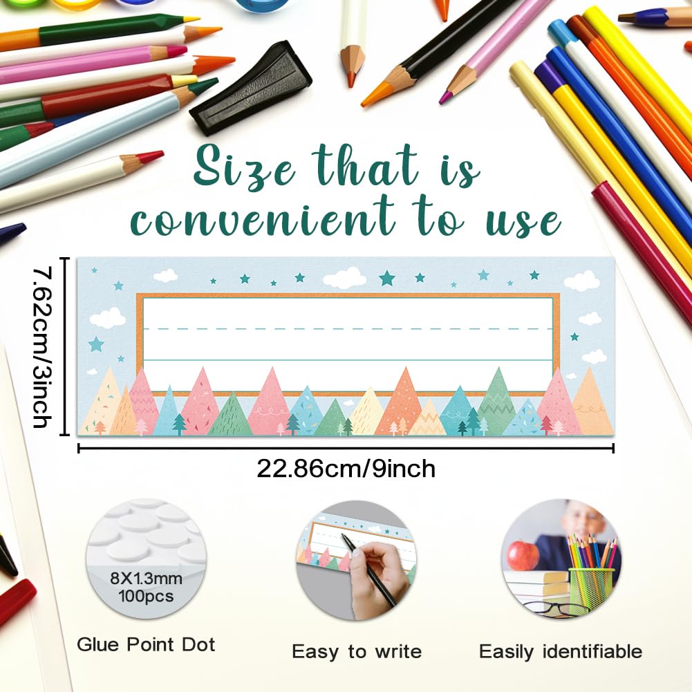 PH PandaHall 40pcs Classroom Desk Tags, Boho Mountains Desk Name Tags Desk Nametags Locker Name Plates Student Name Tags Teacher Name Plate for Classroom Cubbies Desks Cabinets Filing Storage - Image 2