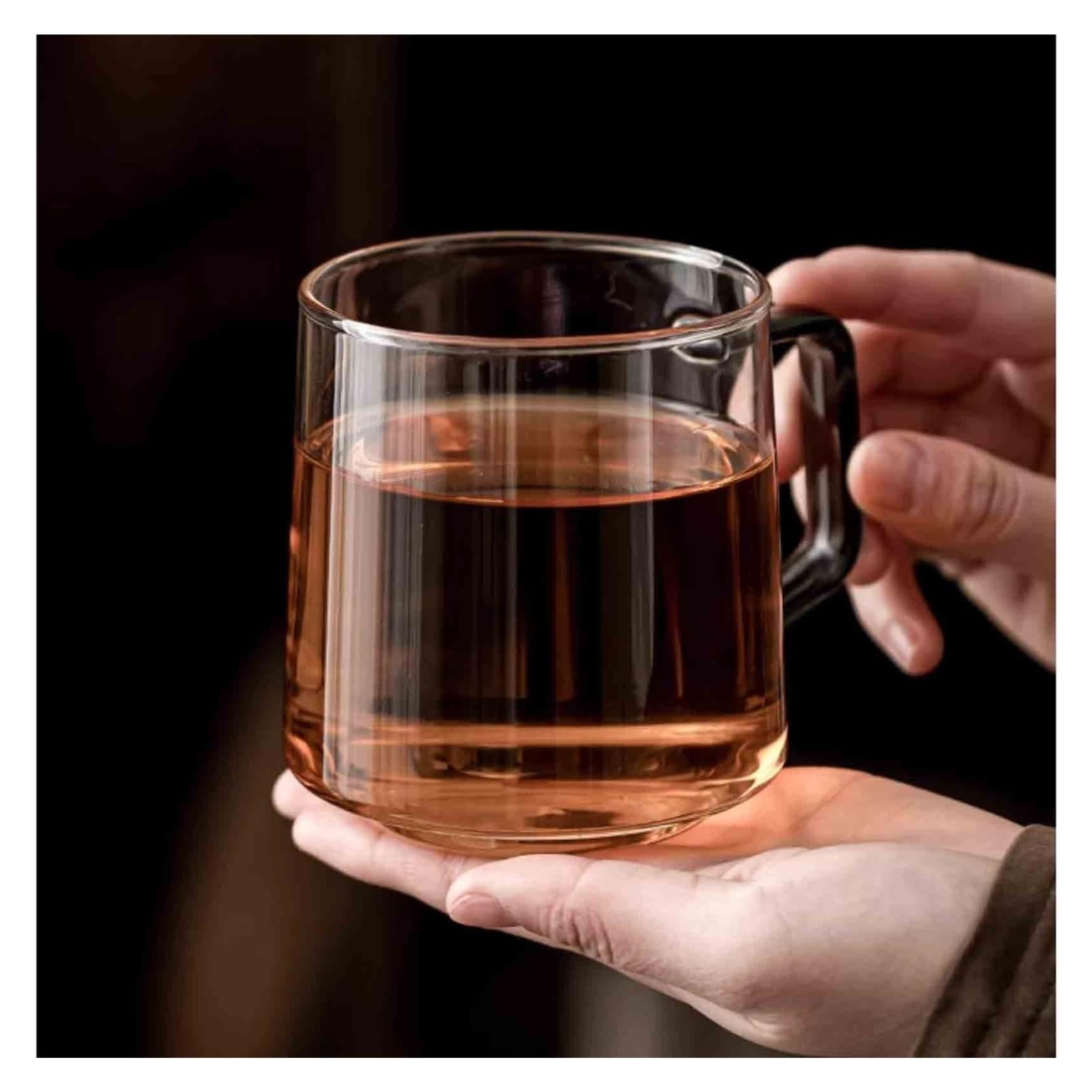 Tasses en verre Tasse à thé en verre avec infuseur et couvercle en céramique, 15,7 oz