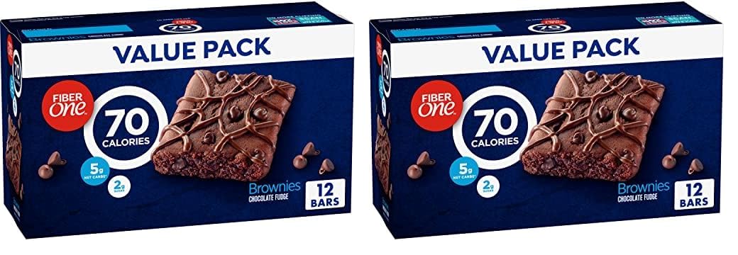 Fiber One70 Calorie Brownies, Chocolate Fudge, Snack Bars, 12 ct (Pack of 2)
