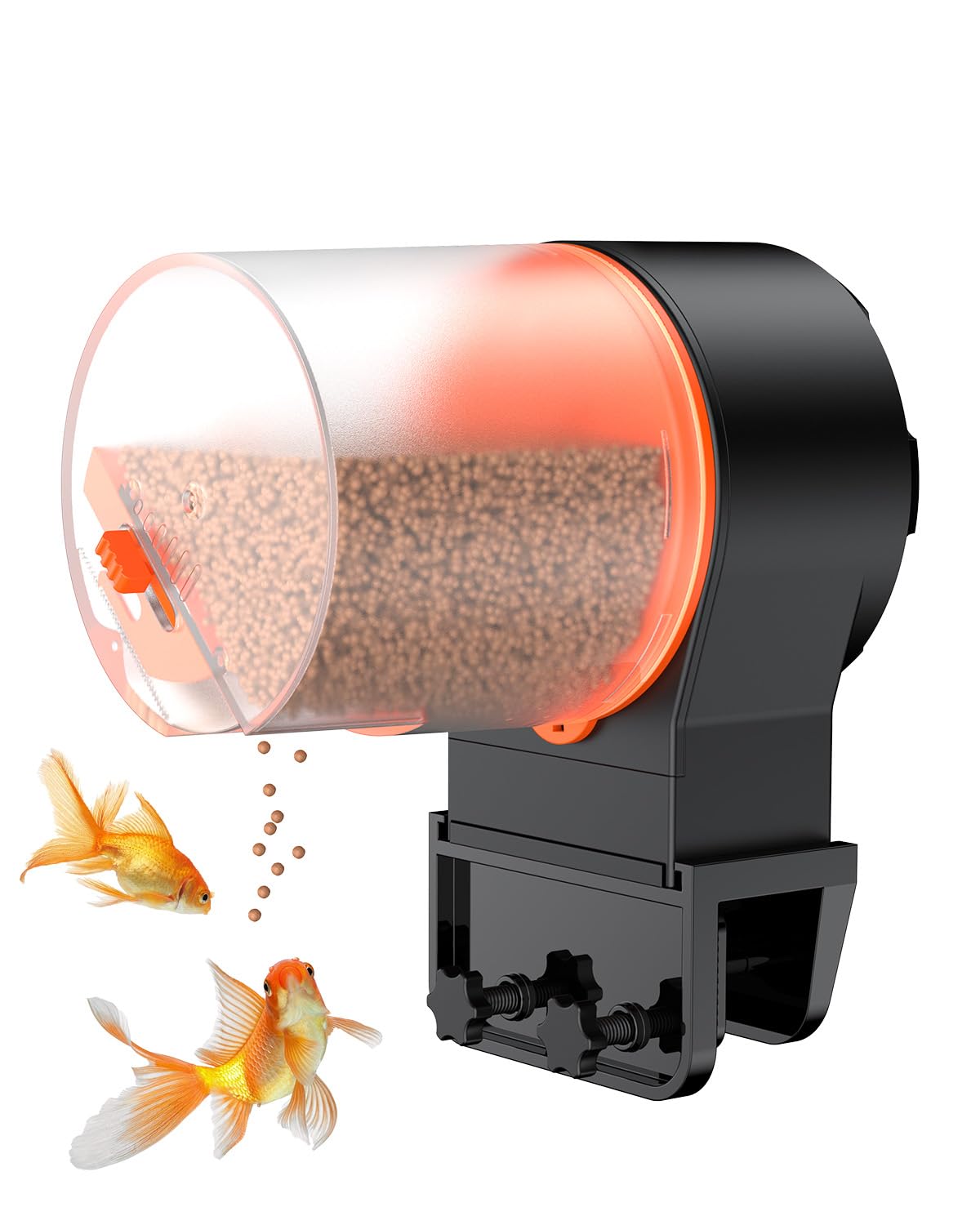 Photo 1 of Pawfly 100/200 ml Adjustable Fish Feeder for Aquarium Auto Vacation Timer Fish Dispenser for Fish Tank Automatic Fish Food for Pellets Flakes & Strips, Battery Operated (Battery Not Included)