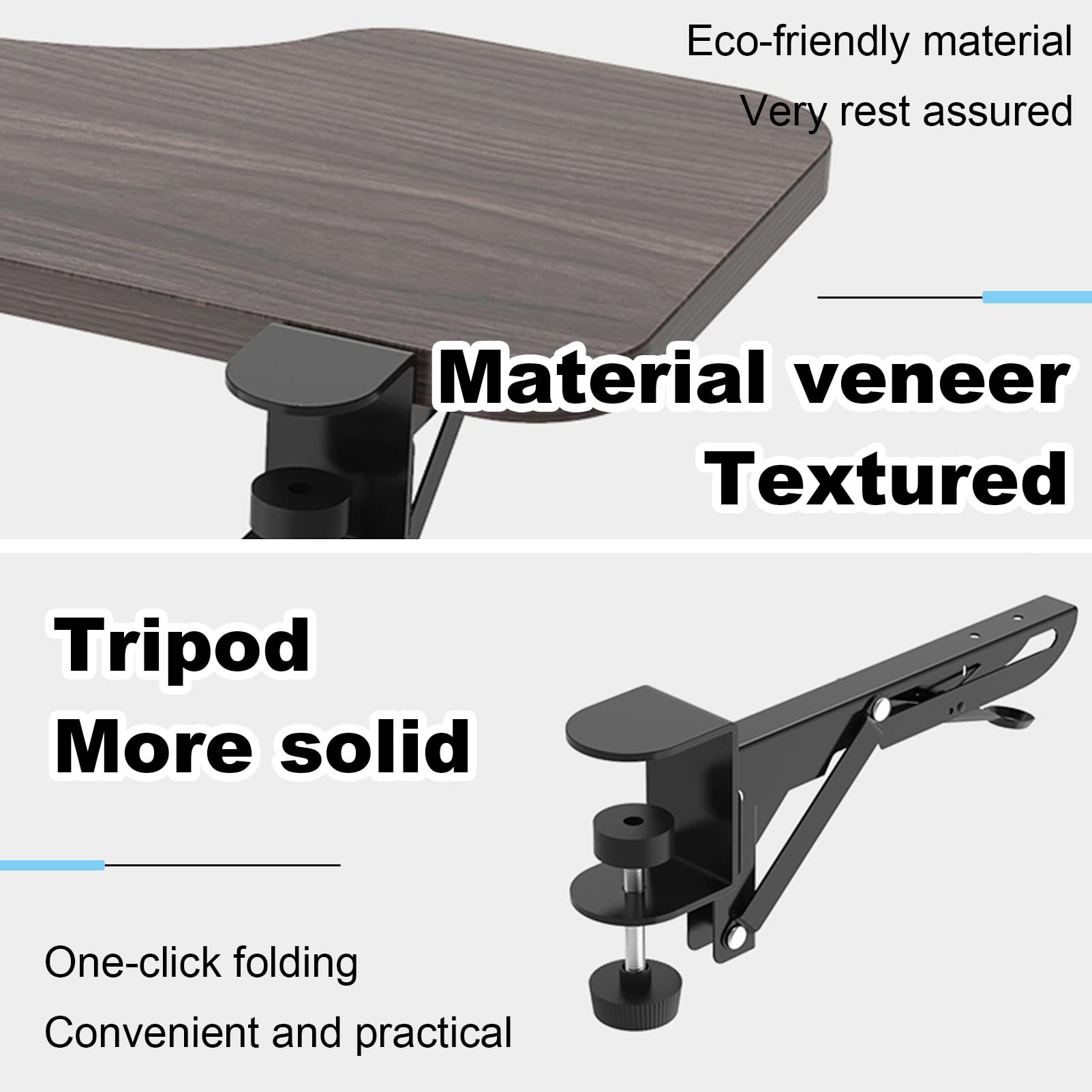 Vassoio per tastiera regolabile con supporto a gomito Supporto pieghevole sotto la scrivania salvaspazio per scrivanie piccole 75 x 24 cm Design ergonomico per comfort ed efficienza.