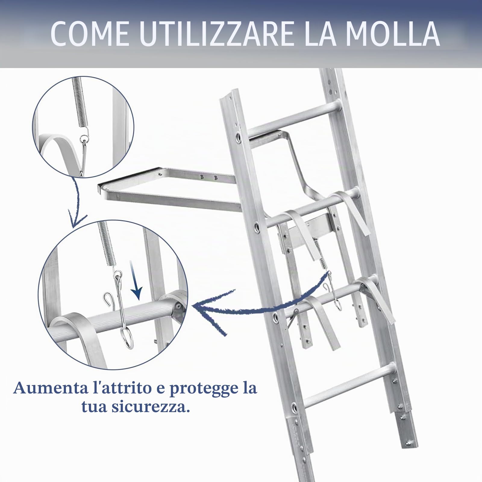 Distanziatore per scala in alluminio resistente, stabilizzatore a forma di V con paraurti in gomma antiscivolo, misura universale per la maggior parte delle scale, accessorio durevole e facile da