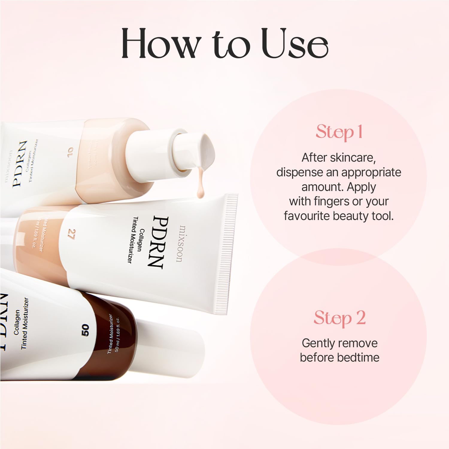 mixsoon PDRN Collagen Tinted Moisturizer No. 21 Soft - Skincare-Infused Base with Rice PDRN & Peptides, 24H Vibrant Glow & Luminous Hydration, 10 Shades, Korean Glass Skin, 50ml