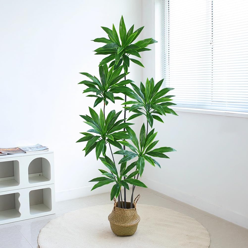 SWENEEN Indoor High-Simulation Artificial Dragon Blood Tree,150/180Cm High,With Flower Pot,Large Imitation Floor Plant,Indoor Potted Imitation Tree,For Home Decoration,D High 150,C High 180cm