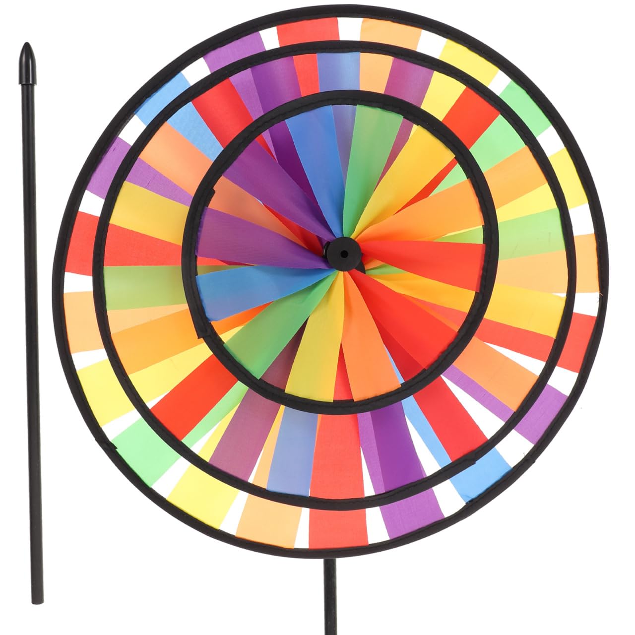 Jumbo Rainbow Turntable Windmill - Large Outdoor Pinwheel Decoration for Garden Colorful Cloth Wind Spinner for Kids and Home 72Cm X 34Cm