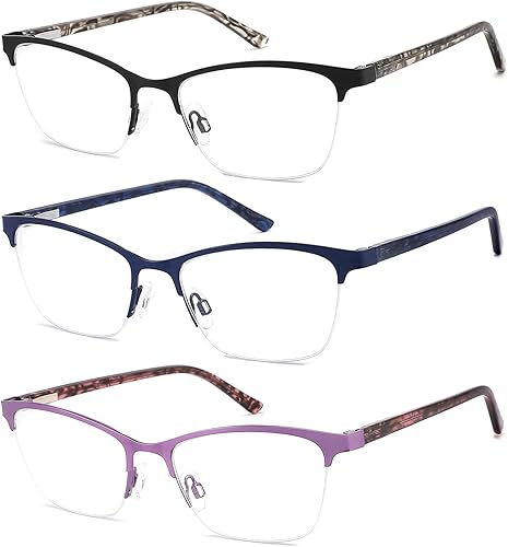 HOTJOJO Paquete de 3 lentes de lectura para mujer lectores de computadora con bloqueo de luz azul filtro de rayos UV deslumbramientorayos azules HOTJOJO Paquete de 3 lentes de lectura para mujer lectores de computadora con bloqueo de luz azul filtro de rayos UV deslumbramientorayos azules