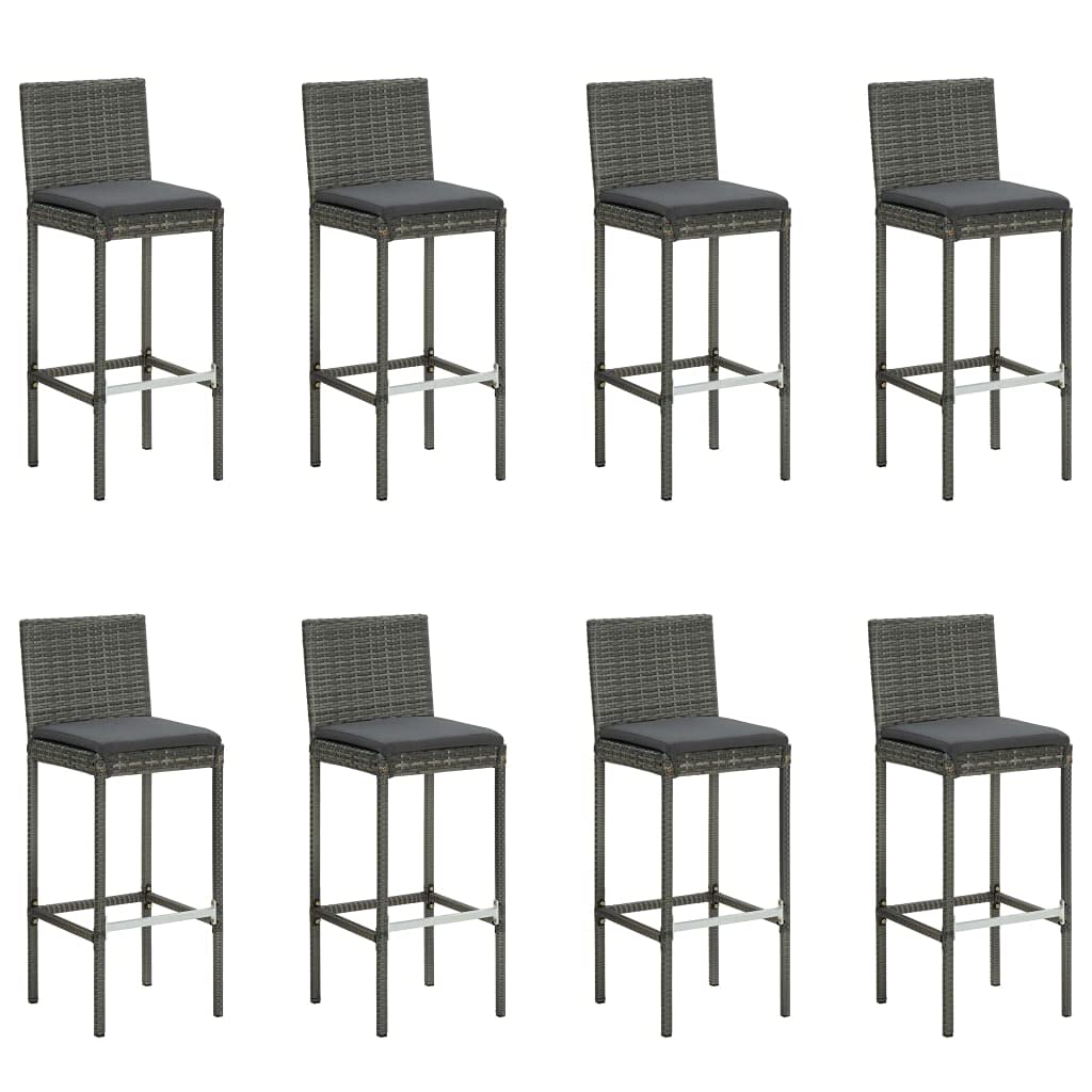 Set de bar de jardin 9 pièces rotin synthétique gris